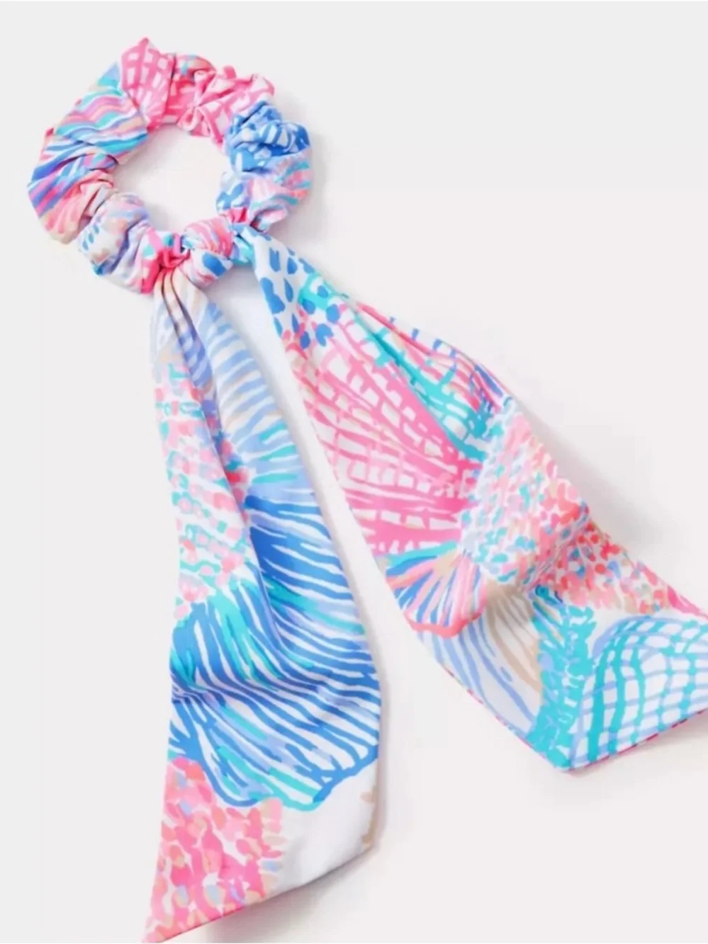 Lilly Pulitzer Pink & Blue Patterned Ribbon Scrunchie